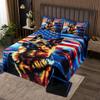 German Shepherd Dog Kids Bedspread King Size,Tie-dye Graffiti American Flag Coverlet Set,Boys Men Room Decor,Police Car Puppy Animal Pet Quilted Coverlet,Red Blue Bedding Quilt,2 Pillowcases view 2