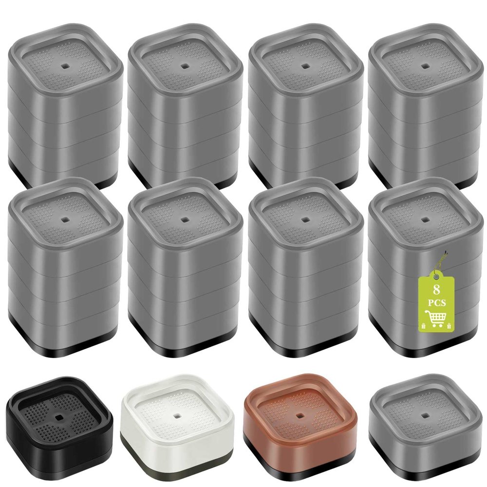 Yookwutar 8 Pack Furniture Risers 4 Inch, Adjustable Bed Risers Heavy Duty for Table Desk Couch Chair Sofa Cabinet Bed Legs Dorm, Square Stackable Bed Raisers Blocks Lift Height 1", 2",3" or 4", Grey