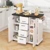 SILKYDRY Kitchen Island with Storage, Rolling Kitchen Cart with 4 Drawers, 2 Door Cabinets with Shelves, Spice Rack, Towel Holder, Mobile Island Cart for Dining Room, Living Room, Bar view 3