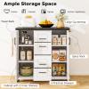 SILKYDRY Kitchen Island with Storage, Rolling Kitchen Cart with 4 Drawers, 2 Door Cabinets with Shelves, Spice Rack, Towel Holder, Mobile Island Cart for Dining Room, Living Room, Bar view 4
