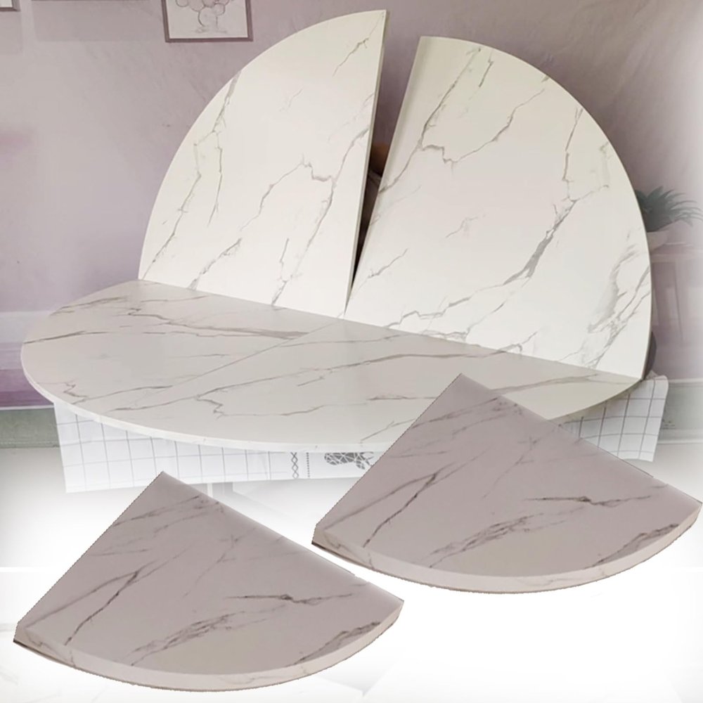 47-79 Inch Round Dining Table Only Marble Top, Fold-in-Quarter Circle Table Top Wood - Solid Surface, Waterproof Indoor Outdoor Dining/Weddings/Parties Table Top Without Leg(67''/170cm)