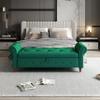 KEIKI Storage Bench for Bedroom, 63" Bed Benches for Foot of Bed, Green view 3