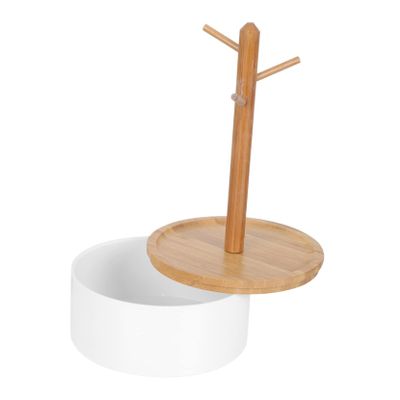 BSNANCA 1pc Desktop Storage Box Tabletop Decor Desk Tray Earring Display Holder Jewelry Rack Stand Desktop Storage Rack Tabletop Jewelry Rack Jewelry Hanger Dainty Earrings Key Tray Bamboo (White)