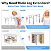 4 Pcs Folding Table Leg Extenders, Super-Strength Steel Table Leg Risers, Tables Height Extenders Lifts Risers, 5 Levels Adjustable Height Desk Legs Extensions Rise 4.36.38.310.312.2in view 3