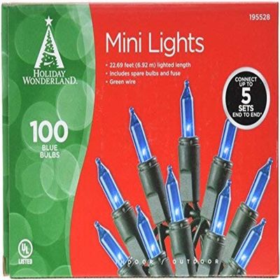Holiday Wonderland 100 Count Blue String to String Miniature Christmas Light Sets - Pack of (4)