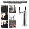ASDJKL Home Brewing Draft Dual Beer Tap Tower Polished Stainless Steel Beer Dispenser Kit with Pre-Assembled Tubing and Self-Closing Springs for Bar Brewing Accessories view 3