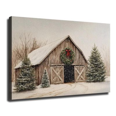 Winter Christmas Wall Art, Farmhouse Wall Art Ready To Hang, Farmhouse Christmas Posters for Room Aesthetic (Framed,0812-inch)