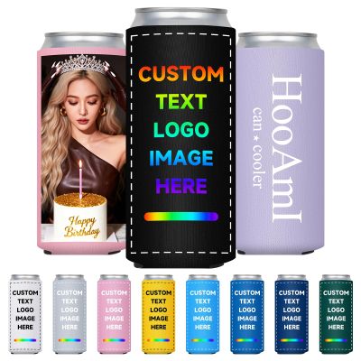 100 Pack Bulk Custom Birthday Slim Can Cooler Personalized Insulated Neoprene Bottle Sleeves, Anniversary Decorations and Birthday Party Favors Gifts for Women & Men