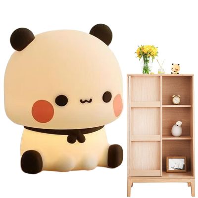 Bavokon Cute Panda Night Light, Led Squishy Novelty Animal Night Lamp, Rechargeable Panda Night Light,Touch Night Light,Animal Night Lamps,Silicone 3 Levels Dimmable Nursery Nightlight for Desk Decor
