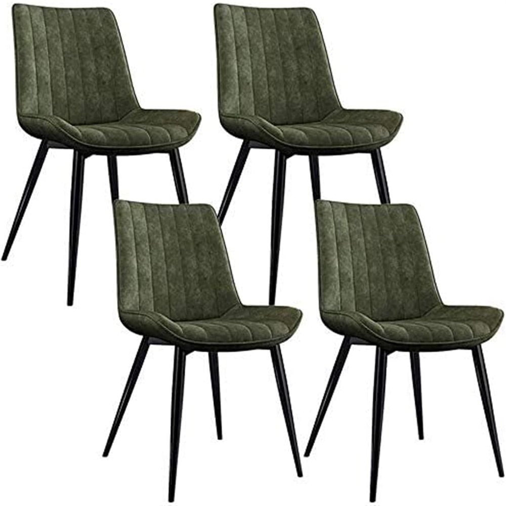 OZSSLJJ Modern Set of 4 Dining Chairs, for Terrace Home Living Room Coffee Chair Frosted Leather Metal Non-Slip Feet Kitchen Chair(Green)
