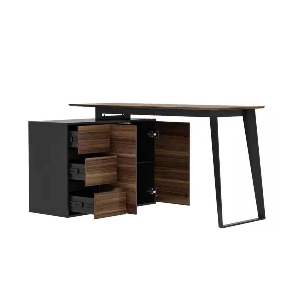 54.3 in. Enigmatic L-Shaped Desk with Surprise Compartments and Quirky Drawers AL94110