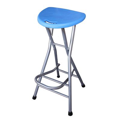 28 Inch Folding Bar Stool with Handle and Footrest, Portable Plastic High Chair Stool for Indoor and Outdoor Kitchens, Home Bars(Blue)