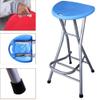 28 Inch Folding Bar Stool with Handle and Footrest, Portable Plastic High Chair Stool for Indoor and Outdoor Kitchens, Home Bars(Blue) view 3