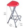 28 Inch Folding Bar Stool with Handle and Footrest, Portable Plastic High Chair Stool for Indoor and Outdoor Kitchens, Home Bars(Blue) view 4