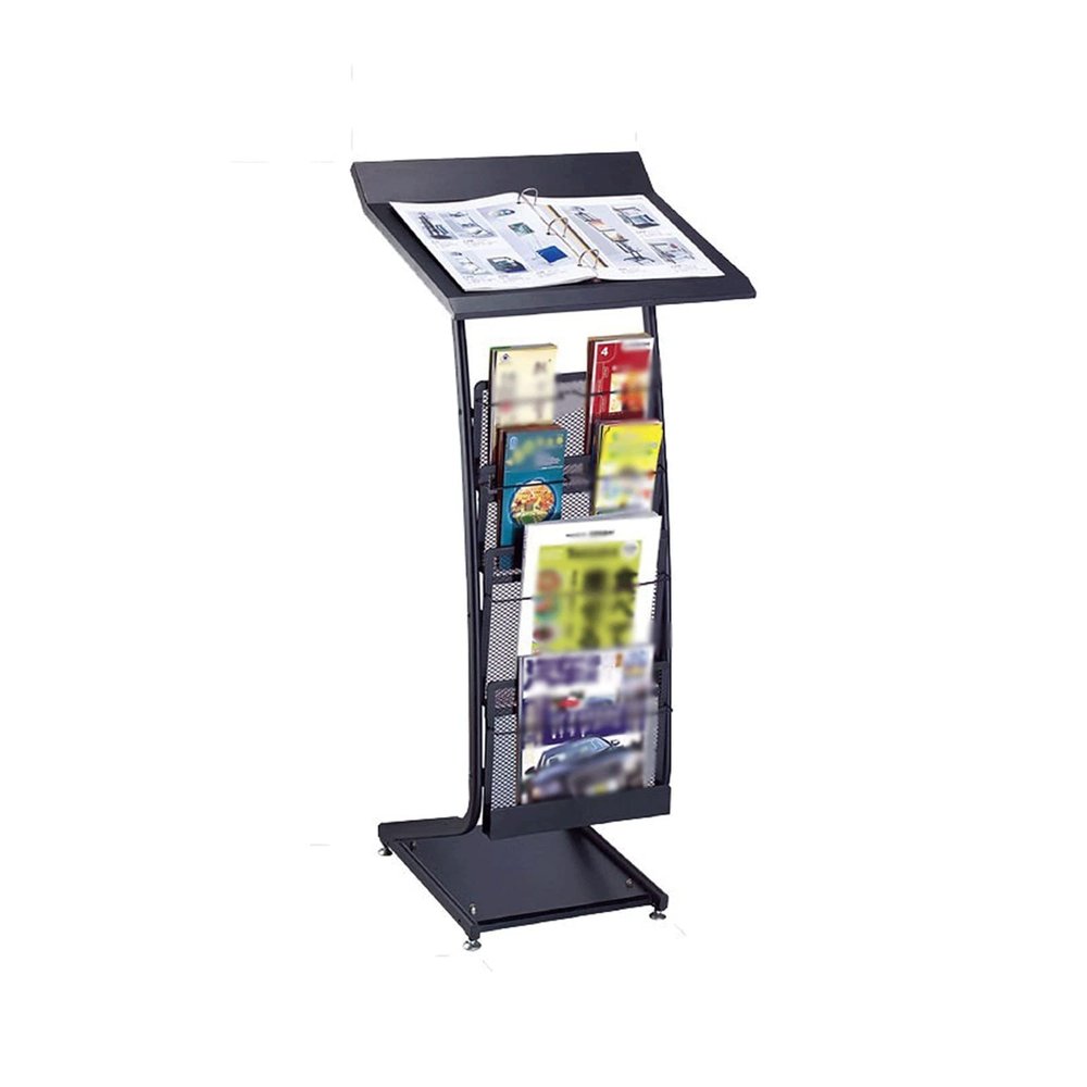 GAZOGJ Magazine Rack 4 Tier Magazine Rack Newspaper Rack Information Rack Display Rack Office Magazine Newspaper Storage Rack Black Standing Magazine Rack,