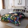 Manfei Cute Frog Kids Bedspread King Size,Starry Sky Mushroom Botanical Flowers Rustic Coverlet Set,Boys Girls Room Decor,Wild Pond Animal Quilted Coverlet,Green Black Bedding Quilt,2 Pillowcases view 3
