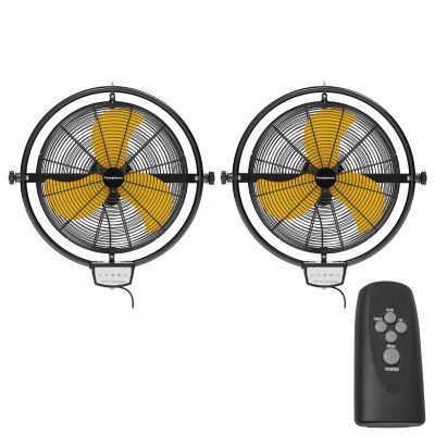 2 PCS 20 IN 5500 CFM Remote Control Wall Mount Fan, 3 Speed High Velocity Wall Fan with Timer, Air Circulator for Garage, Commercial, Greenhouse, Warehouse & Gazebo Use, UL Listed
