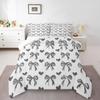 Erosebridal Bowknot Bedding Set Toddler Size, Love Heart Comforter Set for Kids Girls Boys Children Teens Women Bedroom, Girly Princess Bow Duvet Set Bow Knot Kawaii Decor Quilt, Grey White view 1