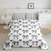 Erosebridal Bowknot Bedding Set Toddler Size, Love Heart Comforter Set for Kids Girls Boys Children Teens Women Bedroom, Girly Princess Bow Duvet Set Bow Knot Kawaii Decor Quilt, Grey White view 2