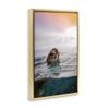 Stupell Industries Turtle Swim at Sunrise Gold Floater Framed Canvas Wall Art Design by Max Blakesberg Studios, 21 x 31 view 3