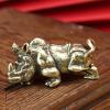 YANCHIPANGHE Brass Figures,Brass Animal Dcor,3.5x1.8cm Brass Handicrafts Rhino Tea Pet Tea Table Curio Trinkets Family Living Room Porch Office Desktop Decoration Festivals Gifts view 1