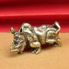 YANCHIPANGHE Brass Figures,Brass Animal Dcor,3.5x1.8cm Brass Handicrafts Rhino Tea Pet Tea Table Curio Trinkets Family Living Room Porch Office Desktop Decoration Festivals Gifts view 2