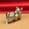 YANCHIPANGHE Brass Figures,Brass Animal Dcor,3.5x1.8cm Brass Handicrafts Rhino Tea Pet Tea Table Curio Trinkets Family Living Room Porch Office Desktop Decoration Festivals Gifts view 3