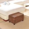 HDIJDY Woven Seagrass Storage Bench,Rustic Rattan Storage,Handmade Wicker Foot Stool with Storage,End of Bed Bench for Livingroom-Coffee Small 50x30x30cm(20x12x12i view 1