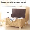 HDIJDY Woven Seagrass Storage Bench,Rustic Rattan Storage,Handmade Wicker Foot Stool with Storage,End of Bed Bench for Livingroom-Coffee Small 50x30x30cm(20x12x12i view 4