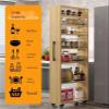 72.4in Rolling Spice Rack Next to Fridge Slim 7 Tier Freestanding Shelves Units with Handle and Wheels Pantry Storage Shelves for Kitchen Dining Room Restaurant,Side Table view 3
