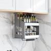 MHJKHG 2 Tier Pull Down Kitchen Shelf,Home Wall Cabinet Storage Lifting Basket,30kg Weight-Bearing Stainless Steel Storage Rack for Seasoning,46x30x52cm view 1
