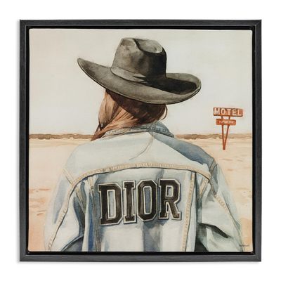 Stupell Industries Glam Cowgirl in Desert Black Floater Framed Canvas Wall Art Design by Amanda Greenwood, 25 x 25
