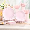 350 Pcs Pink Paper Plates and Napkins Set, Party Tableware for 50 Guests view 4