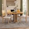 5 Pieces Dining Table & Chairs Set, 58" to 42" Expandable Kitchen Table with 4 Chairs, Retro Solid Wood Extendable Table Set with 16-inch Removable Middle Leaf for Dining Room Kitchen Living Room, Oak view 1