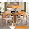 5 Pieces Dining Table & Chairs Set, 58" to 42" Expandable Kitchen Table with 4 Chairs, Retro Solid Wood Extendable Table Set with 16-inch Removable Middle Leaf for Dining Room Kitchen Living Room, Oak view 4