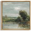 MUDECOR Framed Canvas Print Wall Art Tranquil Pond with Ducks and Lush Greenery Serene Landscape Illustrations Realism Decorative Panoramic Earth for Living Room, Bedroom, Office - 24"x24" Natural view 1