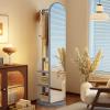360 Swivel Full-Length Mirror Full Body Mirror and Coat Rack Solid Wood Floor Mirror with Storage Standing Mirror for Bedroom Living Room view 2