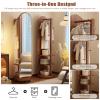 360 Swivel Full-Length Mirror Full Body Mirror and Coat Rack Solid Wood Floor Mirror with Storage Standing Mirror for Bedroom Living Room view 4