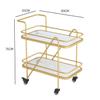 Multi-Layer Removable CartMetal Rolling Cart 2 Tier Storage Trolley with Marble Top for Home and Hotel Gold and Black Utility Cart for Kitchen and Bar Service view 2