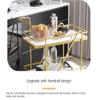 Multi-Layer Removable CartMetal Rolling Cart 2 Tier Storage Trolley with Marble Top for Home and Hotel Gold and Black Utility Cart for Kitchen and Bar Service view 3