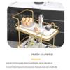 Multi-Layer Removable CartMetal Rolling Cart 2 Tier Storage Trolley with Marble Top for Home and Hotel Gold and Black Utility Cart for Kitchen and Bar Service view 4