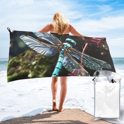 FHEBNDS Blue Dragonfly Beach Towels Oversized 31.5"x63" Microfiber Sand Free Towels for Adult Gift Quick Dry Absorbent Swim Pool Towel Travel Sports Towel