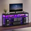 HOOBRO LED TV Stand with Charging Station, 4-Tier Entertainment Gaming Center, Modern Media Console Table, Open Shelves, 55.1"L x 13.8"W x 26.2"H, for TVs up to 65", for Living Room, Black BB47UDDS01 view 1