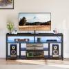 HOOBRO LED TV Stand with Charging Station, 4-Tier Entertainment Gaming Center, Modern Media Console Table, Open Shelves, 55.1"L x 13.8"W x 26.2"H, for TVs up to 65", for Living Room, Black BB47UDDS01 view 3