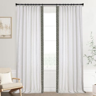 DotheDrape Blackout Linen Curtains, Green S Tape Trim Drapes for Bedroom, Living Room, 60 Width 102 Inch Long, Beige White, 1 Set