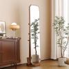 2-in-1 Full Length Mirror with Coat Rack, Swiveling Solid Wood Floor Mirror for Bedroom and Living Room(Walnut,160 * 40 * 40cm) view 1