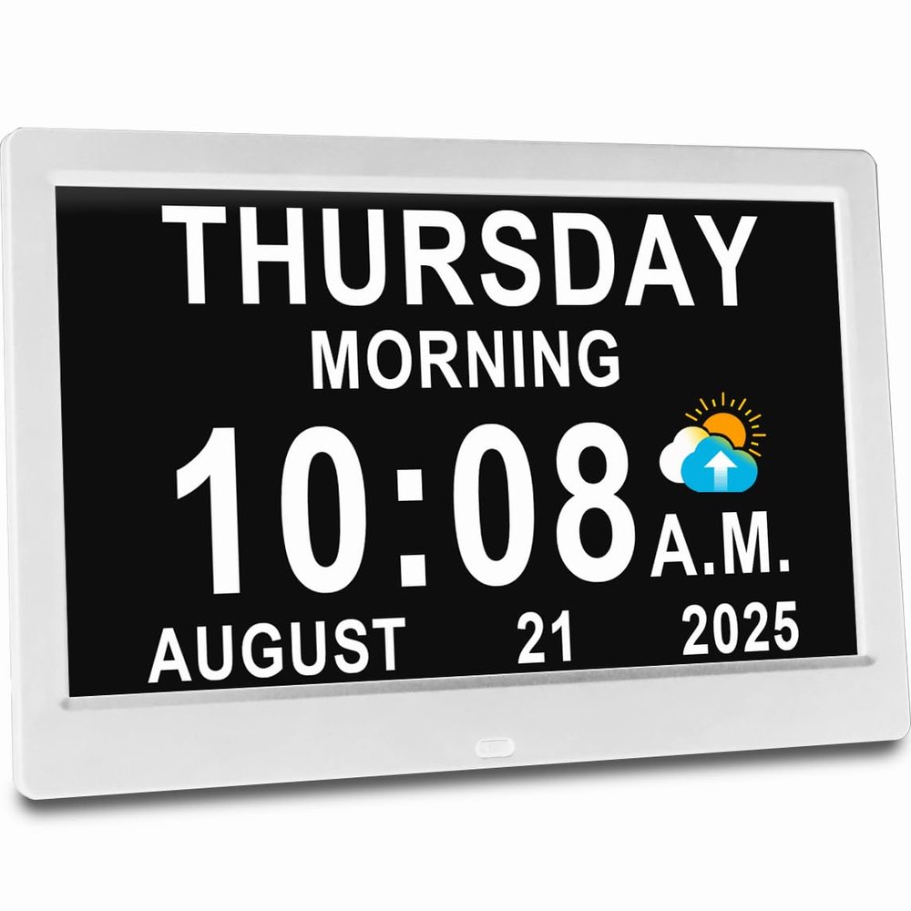11.5 Inch Extra Large Digital Talking Clock with 27 Alarms, Auto DST, Talking Time, 20 Custom Reminders, 10-Level Auto Dimmer, Day Date Calendar Clock for Seniors Dementia Alzheimers, with Remote