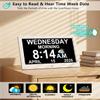 11.5 Inch Extra Large Digital Talking Clock with 27 Alarms, Auto DST, Talking Time, 20 Custom Reminders, 10-Level Auto Dimmer, Day Date Calendar Clock for Seniors Dementia Alzheimers, with Remote view 2