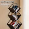 72" Tall Black Modern Geometric Bookshelf, 5-Tier Unique Square Bookcase, Corner Storage Shelves for CDs/Books/Home Decor, Floor Standing Display Shelf for Bedroom, Living Room, Study(Black) view 3