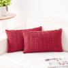 Aegero Pack of 2 Corduroy Decorative Throw Pillow Covers 12x20 InchSoft Boho Striped Pillow Covers Modern Farmhouse Home Decor for Sofa Living Room Couch BedCranberry Red